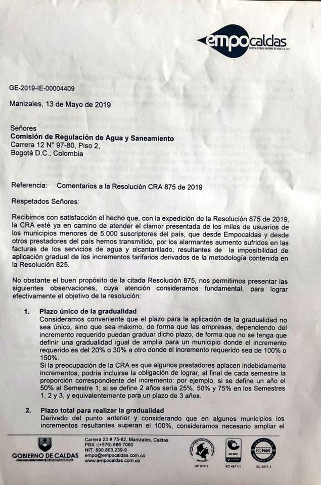 comisión de regulación de agua