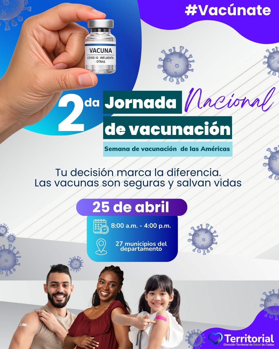 Territorial de Salud de Caldas desarrollara jornada de vacunacion este sabado: tendra disponible el biologico contra la influenza cepa sur 2026