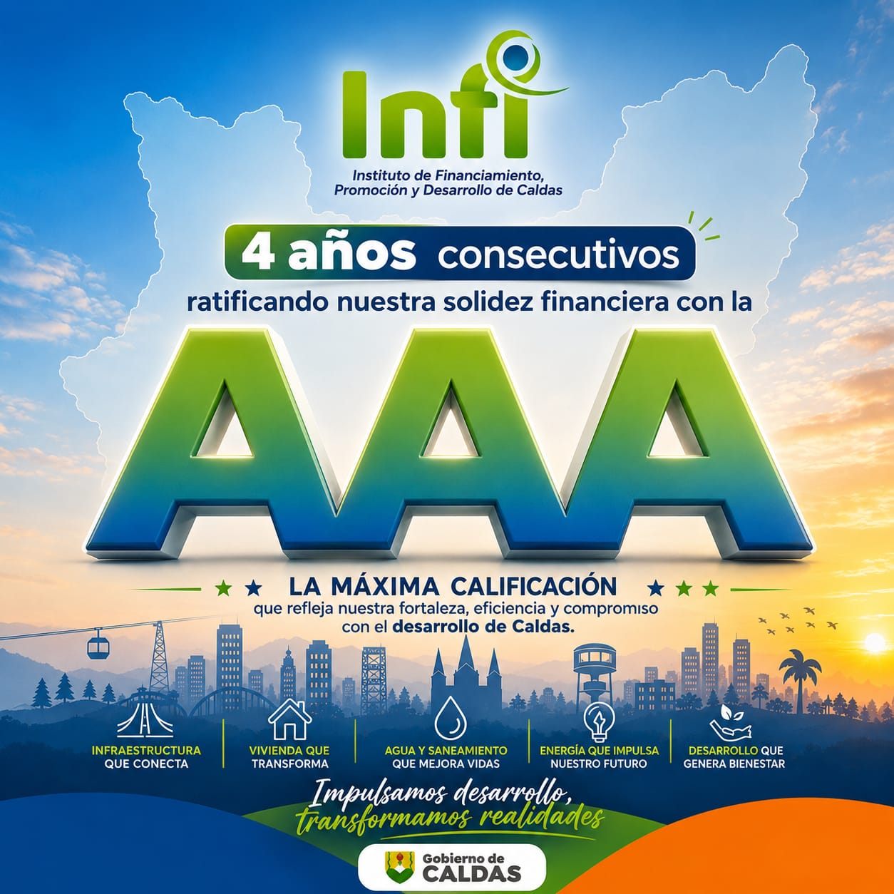 Inficaldas ratifica su solidez financiera con la maxima calificacion AAA por cuarto ano consecutivo