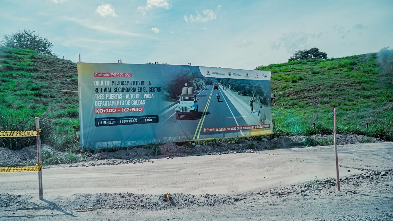 Mejoramiento de la via Tres Puertas – Rio Chinchina, una anhelada obra que avanza gracias a gestiones del Gobierno de Caldas