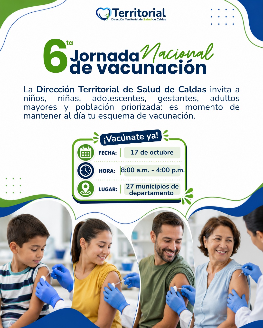 Territorial de Salud de Caldas invita a los caldenses a participar en la Jornada Nacional de Vacunacion este fin de semana